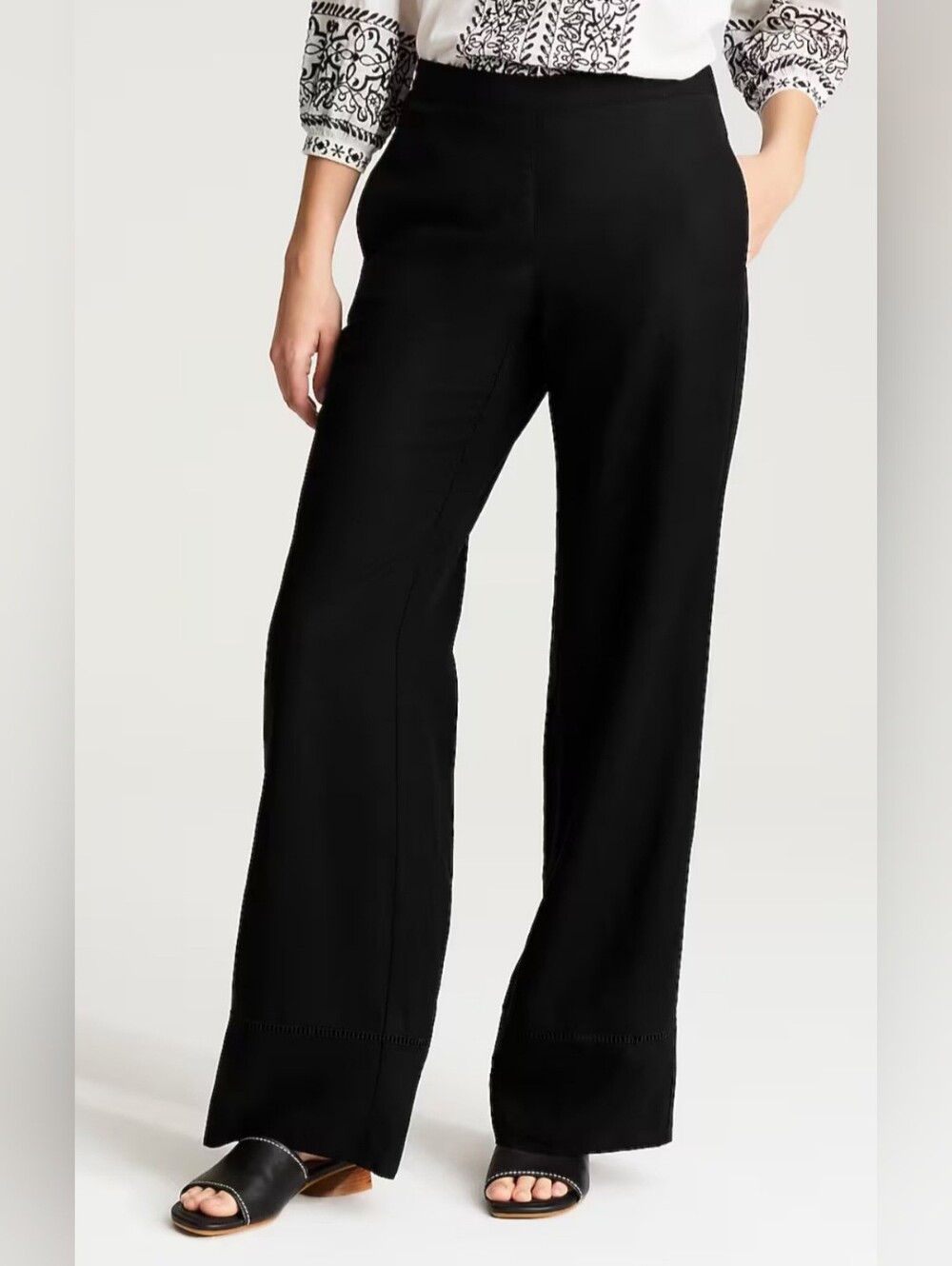 J.Jill Women's Wide Leg Pull On Pants Black Small Tall NEW W/TAG